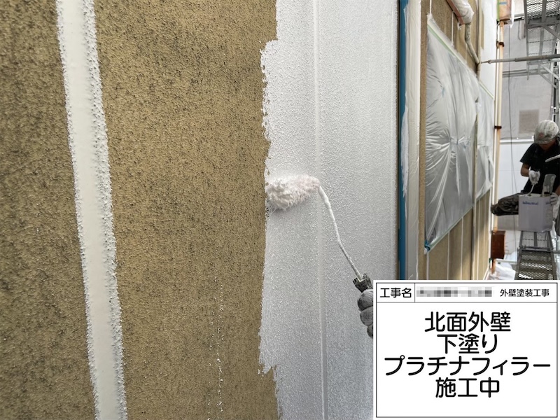 大阪府堺市｜外壁の下塗り プラチナフィラーを塗りました