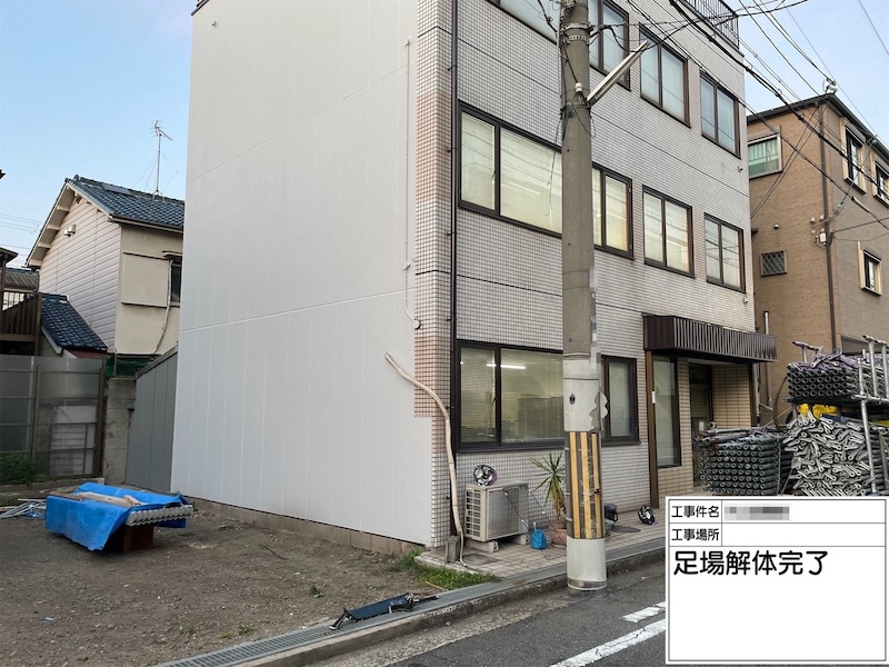階段内装工事フロアタイルを貼りました！足場解体も完了！｜大阪府堺市