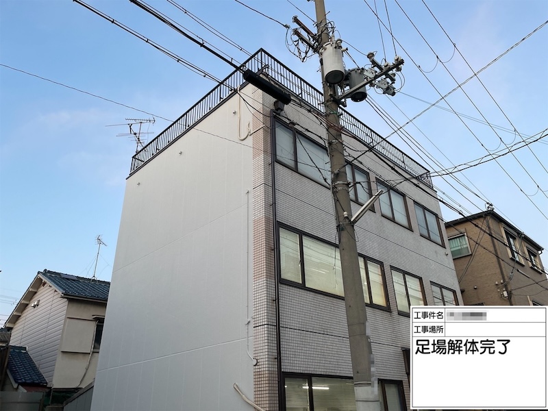 階段内装工事フロアタイルを貼りました！足場解体も完了！｜大阪府堺市