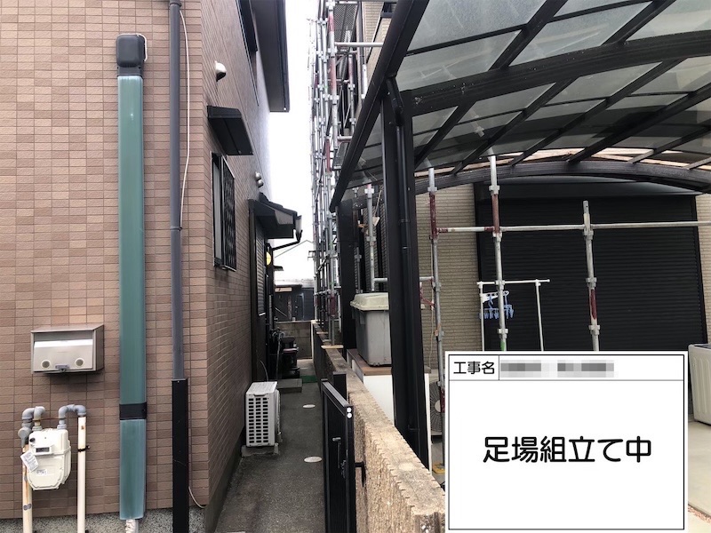 A様より外壁塗装・コーキング工事のご依頼！足場組み立て設置作業｜大阪府阪南市